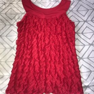 Red ruched blouse